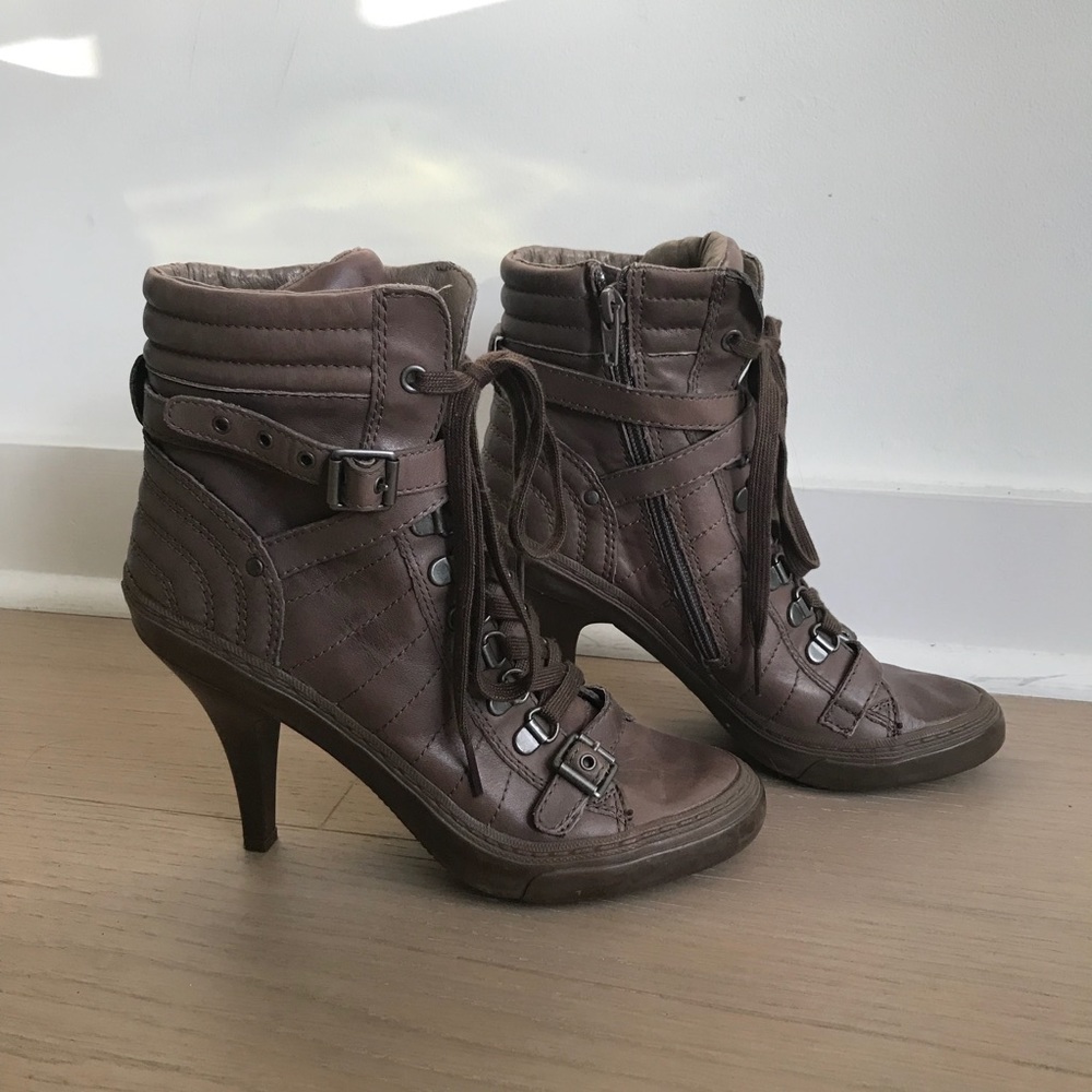 Heeled Leather Booties - Never Worn